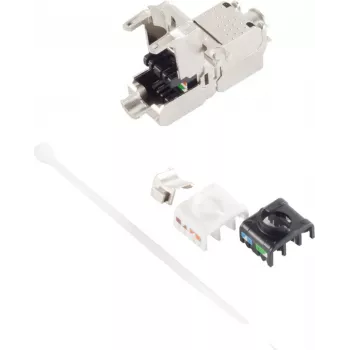 Keystone modulis Cat 6a helos 08-10002 bezinstrumenta savienotājs, RJ45 keystone ieliktnis ekranētām/neekranētām Cat6a instalācijām
