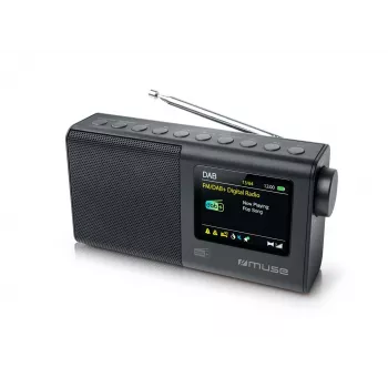 Pārnēsājamais radio muse M-117 DB — DAB/DAB+/FM, 3W RMS, 2.8 collu TFT, ārējā antena, 3,5 mm ligzda, 0,3 kg, melns