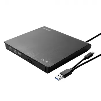 SAVIO AK-59 ārējais slinkais CD/DVD ierakstītājs R/RW - USB-C/USB-A, melns
