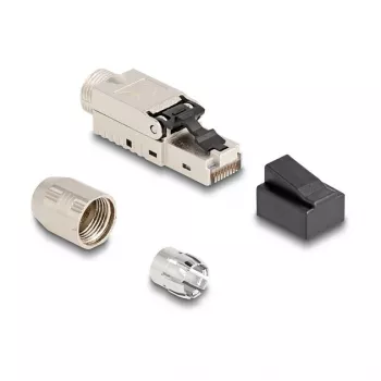DeLOCK RJ45 spraudnis lauka montāžai Cat.6A ar kabeļa blīvslēgu un putekļu vāciņu
