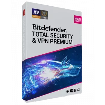 Bitdefender Total Security + Premium VPN | 5 ierīces | 1 gads | tikai ES