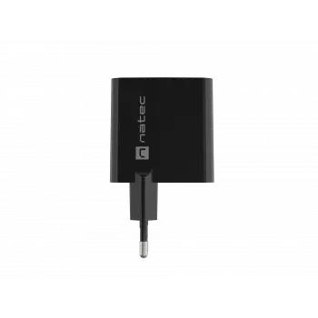 Vadu mobilās ierīces lādētājs NATEC NUC-2143, 45W, USB-C PD 3.0 + USB-A QC 3.0, 110–240V, Melns