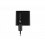 Vadu mobilās ierīces lādētājs NATEC NUC-2143, 45W, USB-C PD 3.0 + USB-A QC 3.0, 110–240V, Melns