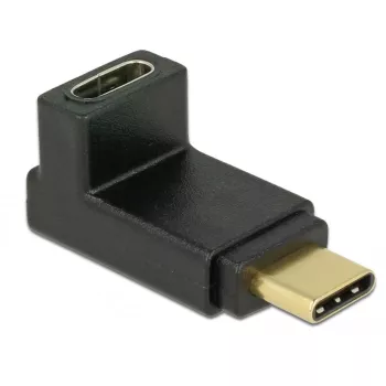 Adapteris USB-C vīrietis uz sievieti, 90° leņķis, Delock 65914, melns