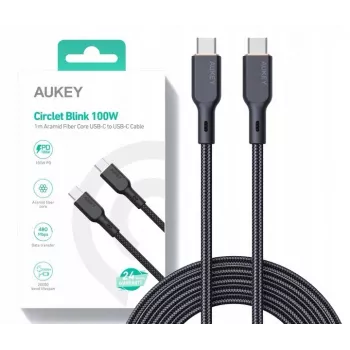 AUKEY CB-KCC101 Nylon kabelis USB C - USB C 1m
