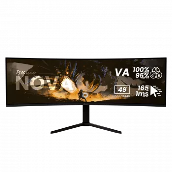 Arozzi Nova 49 collu izliekts LED monitors — 5120 x 1440 Dual QHD, VA panelis, 4 ms, USB centrmezgls, VESA