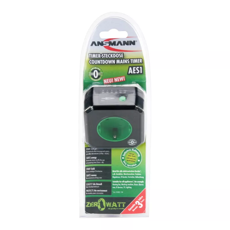 Ansmann AES1 Melns Taimerēts Strāvas Adapteris/Invertors 230V