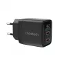 Choetech PD6051 USB-C sienas lādētājs ar displeju, 35W, GaN, melns