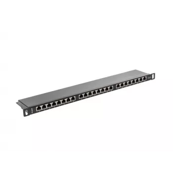 Patch Panel Lanberg PPS6-0024-B, 24 porti, Cat6, ekranēts, 0.5U, 19 inch