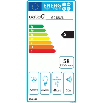 CATA Tvaika nosūcējs GC DUAL A 45 XGWH Kupola tips, Energoefektivitātes klase A, Platums 45 cm, 820 m³/h, Skārienvadība, LED, Balts stikls