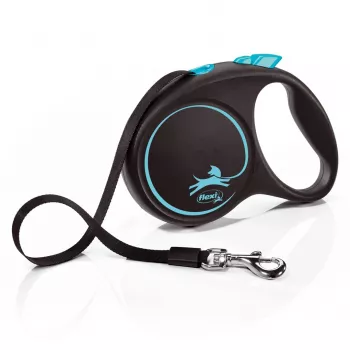 Suņa izvelkamā pavada Flexi Black Design M — 5 m lente, 25 kg slodze, ergonomisks rokturis