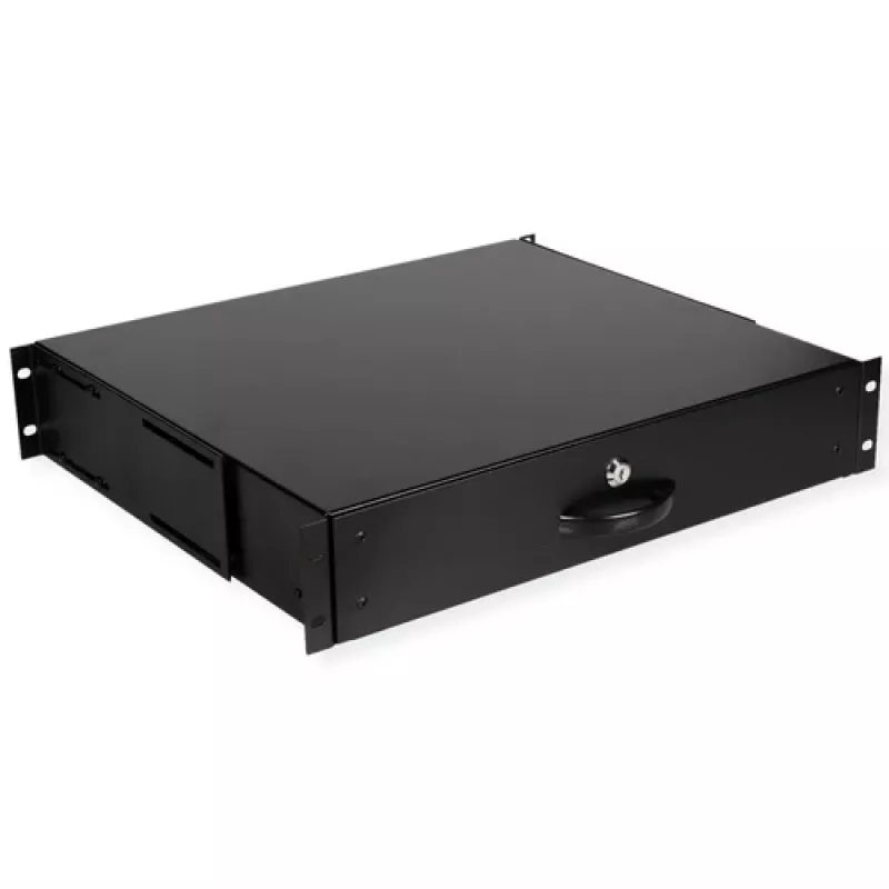 ROLINE 19 inch 2U slēdzama plaukta atvilktne, ABS plastmasa, 2 HE