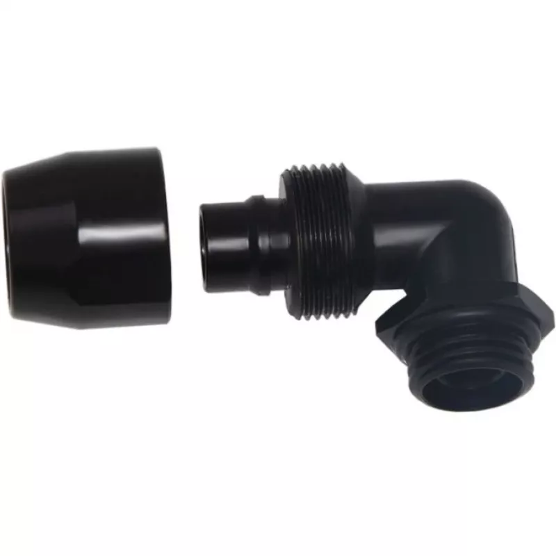 Alphacool HF skrūvējamais savienotājs TPV Metāls - 90° pagriežams 12,7/7,6mm - Melns (17455)