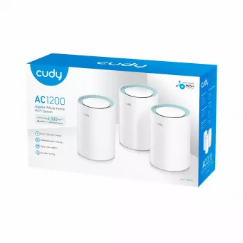 Cudy M1300 3-PACK bezvadu tīkla sistēma Dual-band (2.4 GHz / 5 GHz) Wi-Fi 5 (802.11ac) Balta 1 Iekšējā
