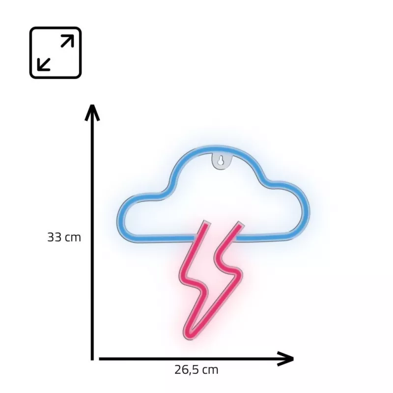 Neona gaisma MANTA SNL71BL Mākonis ar zibeni zili‑rozā – dekoratīvs LED neona izkārtnes elements