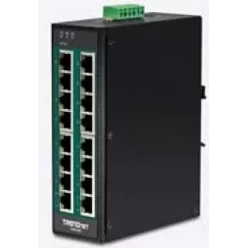 TRENDnet TI-PG160 - Nenodrošināts tīkla slēdzis - 16 porti Gigabit Ethernet (PoE+) - DIN sliedes un sienas montāžai - PoE+ budžets 240 W