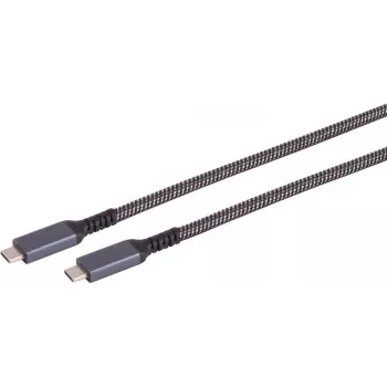 USB-C uz USB-C kabelis ShiverPeaks 14-75004, USB 3.2 Gen 2 (10 Gbit/s), 1 m, melns/balts
