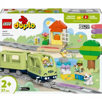 Vilciena komplekts LEGO DUPLO Interaktīvā piedzīvojumu dzelzceļš 10427, 57 gabali, 2 minifigūras, vecumam no 2+ gadiem