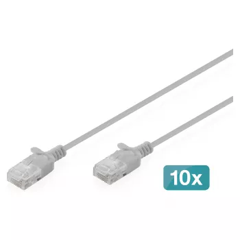 Tīkla vads DIGITUS CAT6 U-UTP Slim, 2 m, pelēks, 10 gab. iepakojums