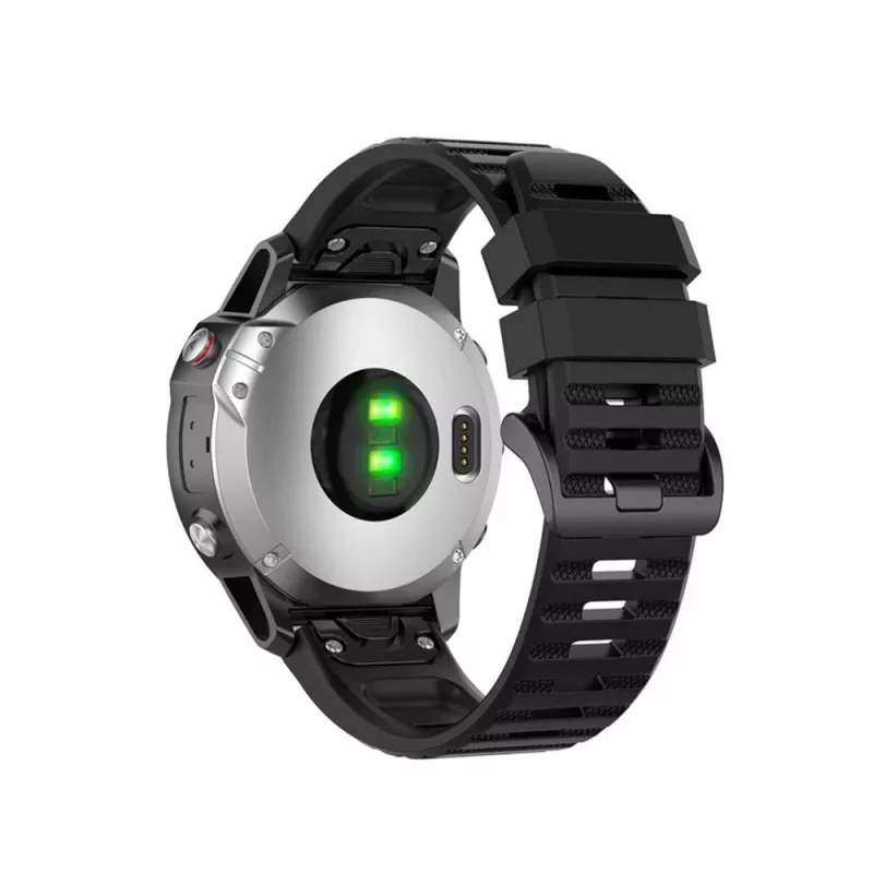 Silicone siksniņa 22mm Garmin QuickFit FIXED — melna