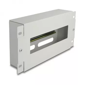 Delock 67319 10" slēdžu panelis ar pārsegu un DIN sliedi, 3U, metāls, pelēks