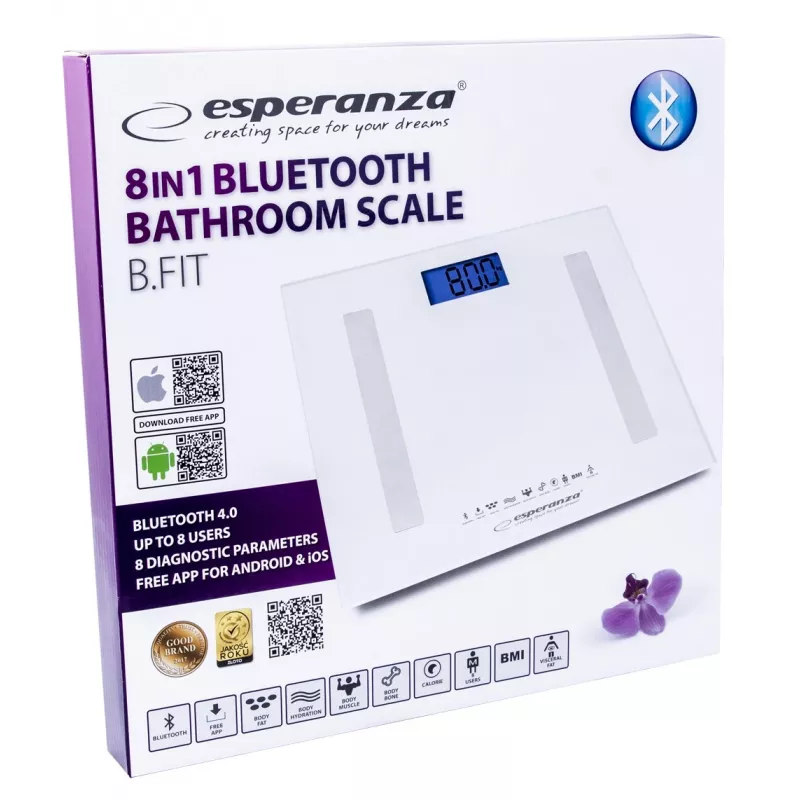 Esperanza EBS016W personīgie svari Square White