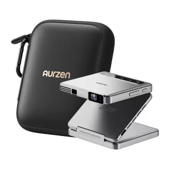 Aurzen Zip projektors (sudrabs) — portatīvais mini projektors, modelis AU-PJ-ZP001M-UNWH0