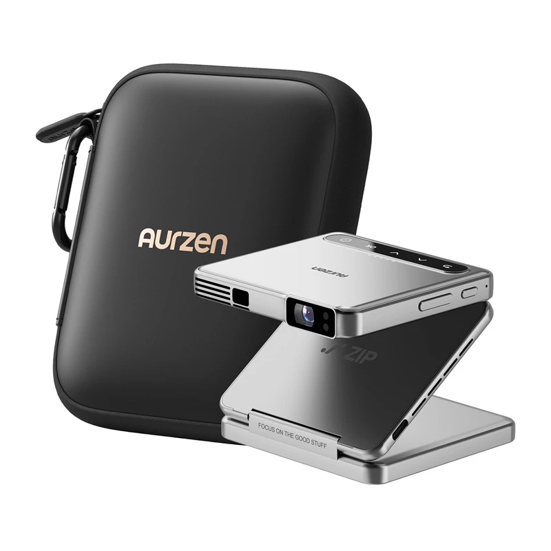 Aurzen Zip projektors (sudrabs) — portatīvais mini projektors, modelis AU-PJ-ZP001M-UNWH0