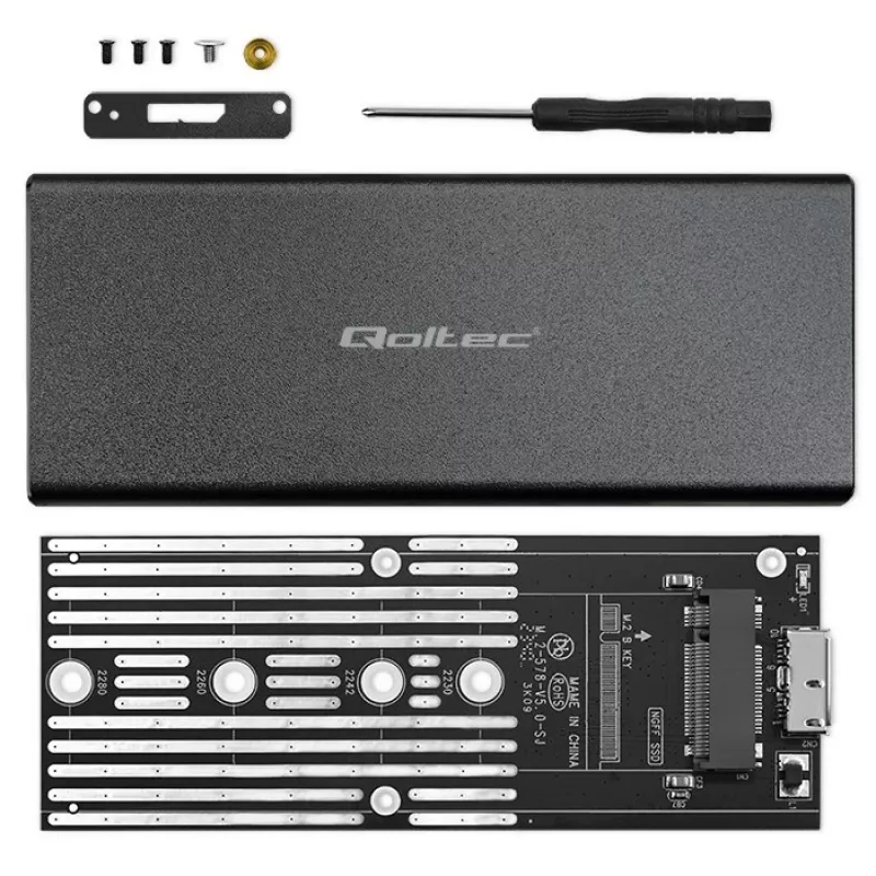 Ārējais M.2 SATA SSD korpuss QOLTEC 51854 USB 3.0 bezinstrumentu