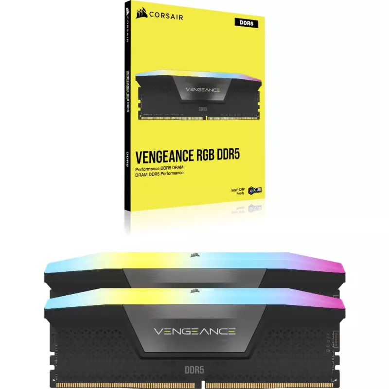 DIMM 64 GB DDR5-6400 (2x 32 GB) Dual-Kit, Arbeitsspeicher schwarz, CMH64GX5M2B6400C32, Vengeance RGB, INTEL XMP