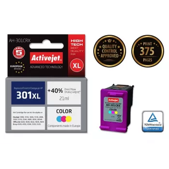 Activejet AH-301CRX tinte (saderīga ar HP 301XL CH564EE; Premium; 21 ml; krāsu)