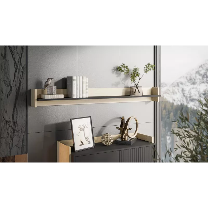 Cama Shelf PORTO 150x18x16.5 ozols/melns