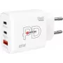 SKROSS Power Charger 65W PD GaN EU USB‑C 2x — lādētājs 65W, 2×USB‑C, EU kontaktdakša