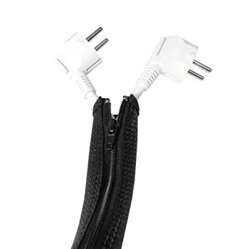 LOGILINK KAB0047 Elastīgs kabeļu organizētājs ar rāvējslēdzēju, Melns 2m