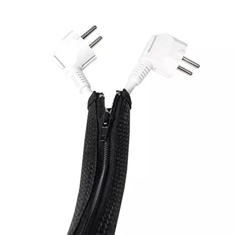 LOGILINK KAB0047 Elastīgs kabeļu organizētājs ar rāvējslēdzēju, Melns 2m