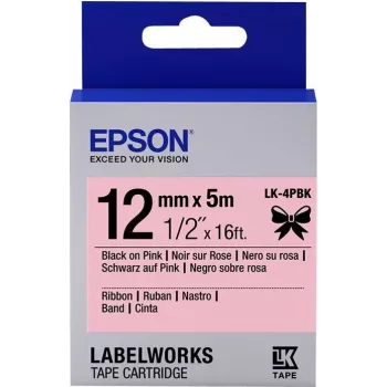 Epson LK-4PBK Satin lentes kasetne melns/rozā 12mm (5m)