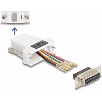 DeLOCK D-Sub 15 sieviešu uz RJ45 sieviešu montāžas komplekts balts VGA RJ-45