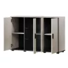Kumode Cama Meble SOHO 120×41×80 cm — smilškrāsas fasādes, melns rāmis