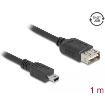 USB 2.0 kabelis DELOCK 81524 — Mini-USB B uz USB A, 1 m, melns