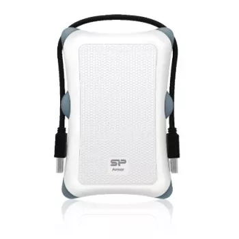 Cietā diska korpuss Silicon Power Armor A30 — 2.5 collu viena vieta, USB 3.2 Gen 1, balts, plastmasa/gumija