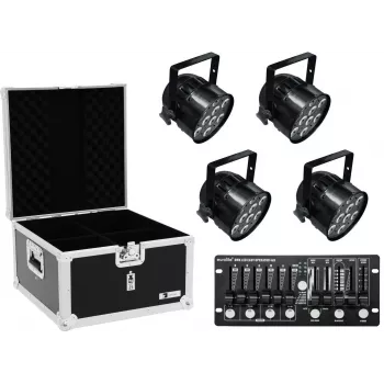 LED PAR-56 apgaismojuma komplekts EUROLITE 20000411 — 4x HCL PAR-56 lampas ar transporta kasti un kontrolieri
