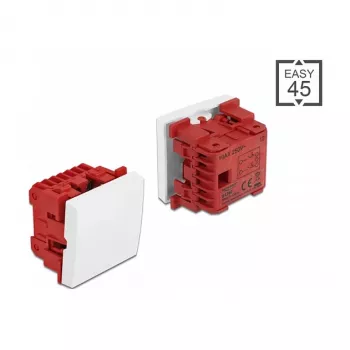 DELOCK Easy 45 spiedpogas slēdzis 2P 250V 10A Balts, 45×45×37 mm