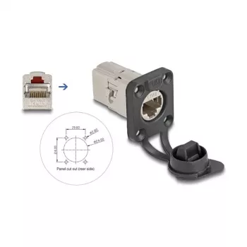 DeLOCK 67061 D-Type RJ45 Cat.6A STP iebūvējams savienotājs ar aizsargvāciņu, IP66