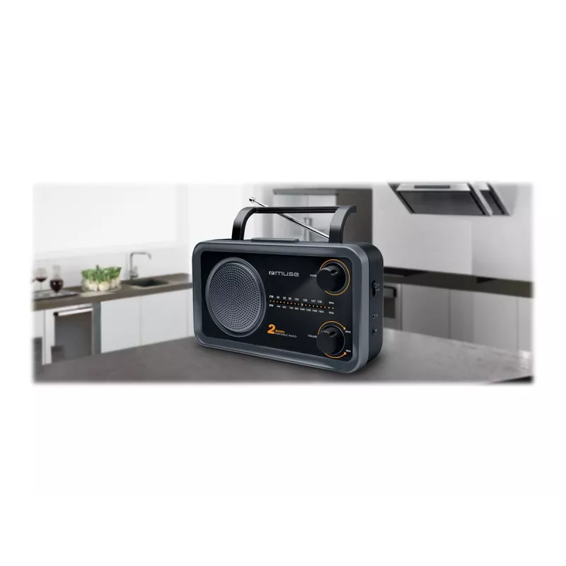 Muse M-06DS 2-joslu pārnēsājamais radio, AUX ieeja, pelēks