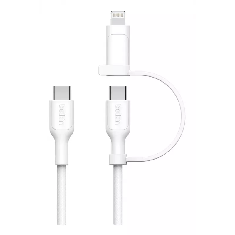 USB kabelis Belkin BoostCharge Pro 1,5m USB-C uz USB-C/Lightning balts
