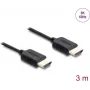 HDMI kabelis DELOCK 81683 — 3 m, HDMI Type A vīriešu–vīriešu, 48 Gbit/s, līdz 7680×4320, apzeltīti kontakti, melns