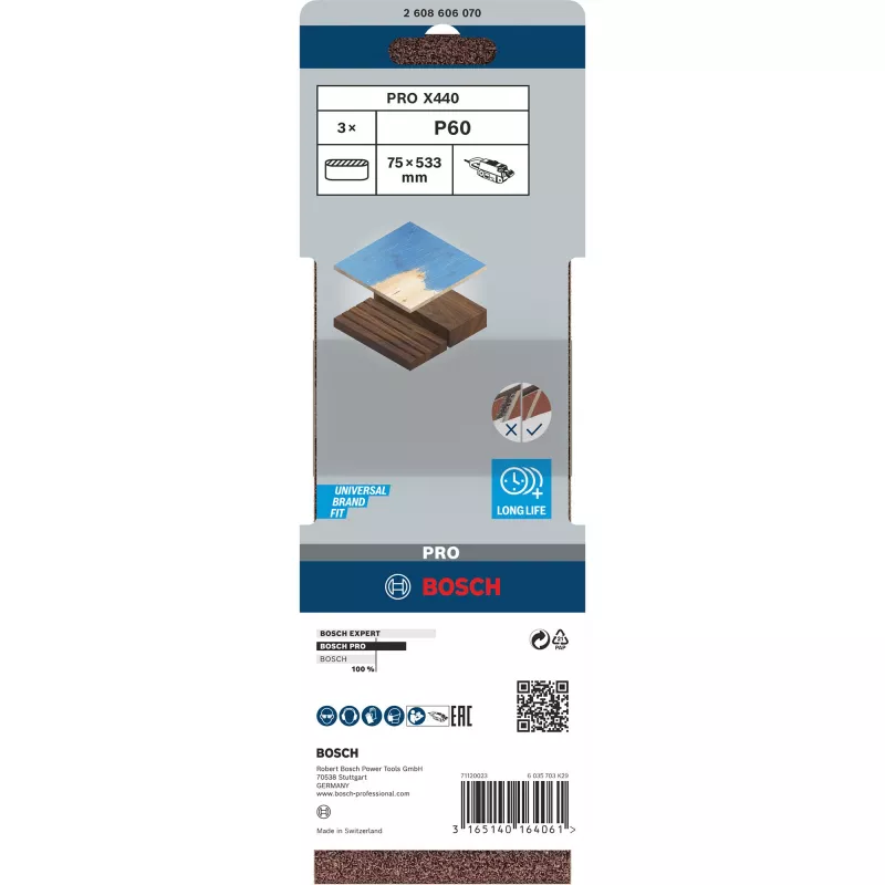 Bosch 2 608 606 070 slīpēšanas lente 3 gab. slīpēšanas lentu komplekts