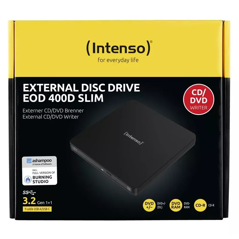 Ārējais DVD RW diskdzinis Intenso USB 3.2 Melns