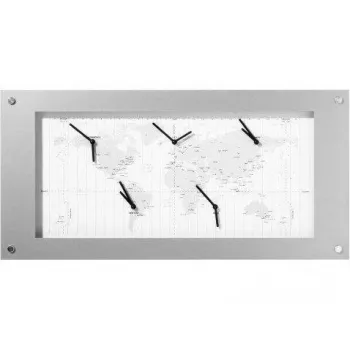 NeXtime Time Zone sienas pulkstenis B1009065, 39x90 cm, balts/sudrabs