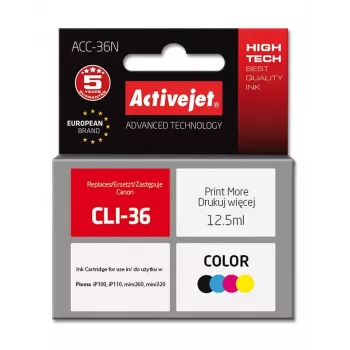 Activejet ACC-36N tintas kasetne (aizstāj Canon CLI-36; Supreme; 12.5 ml; krāsu)